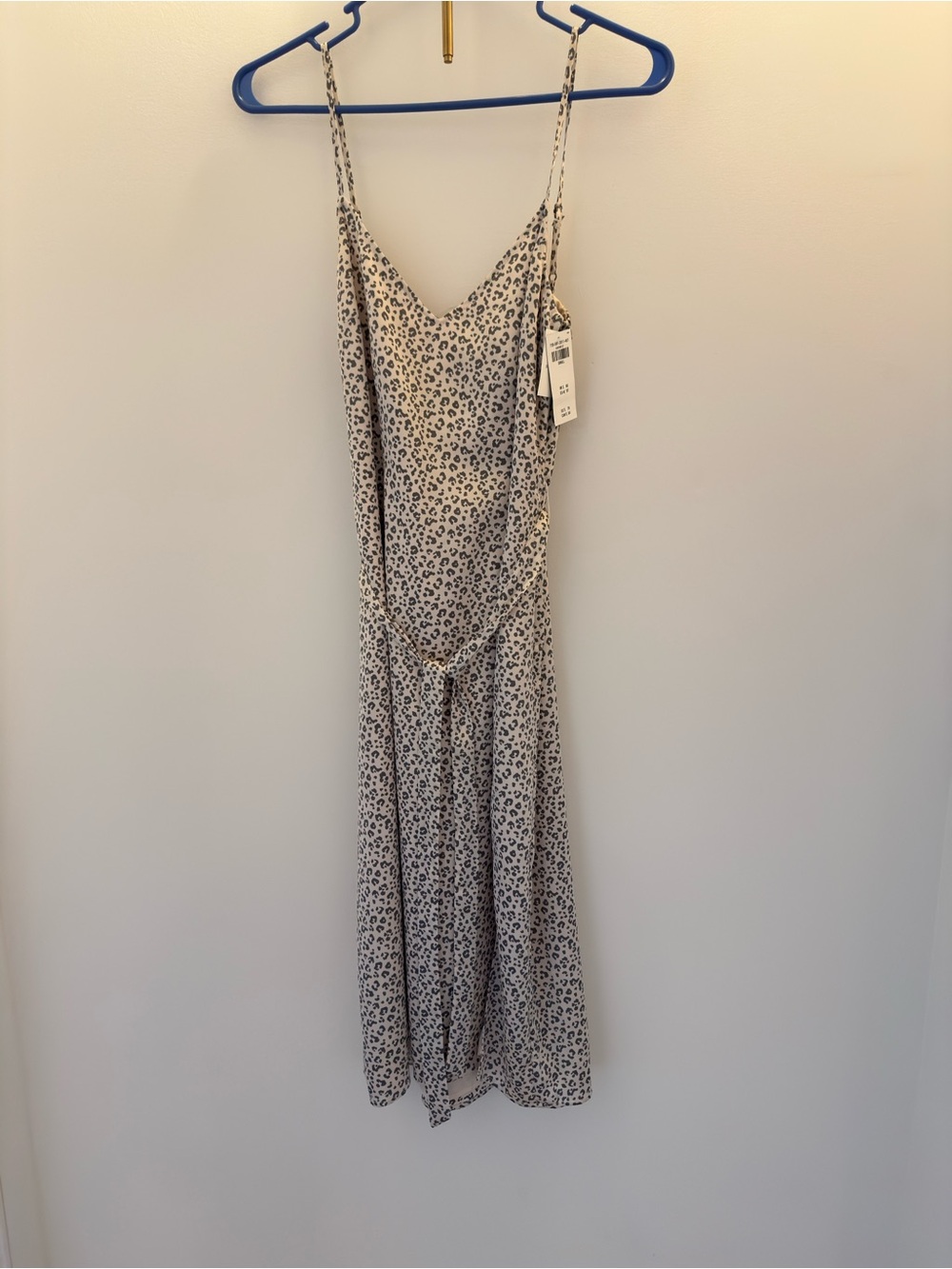 Abercrombie & Fitch Cream and Black Spotted Midi Slip Dress